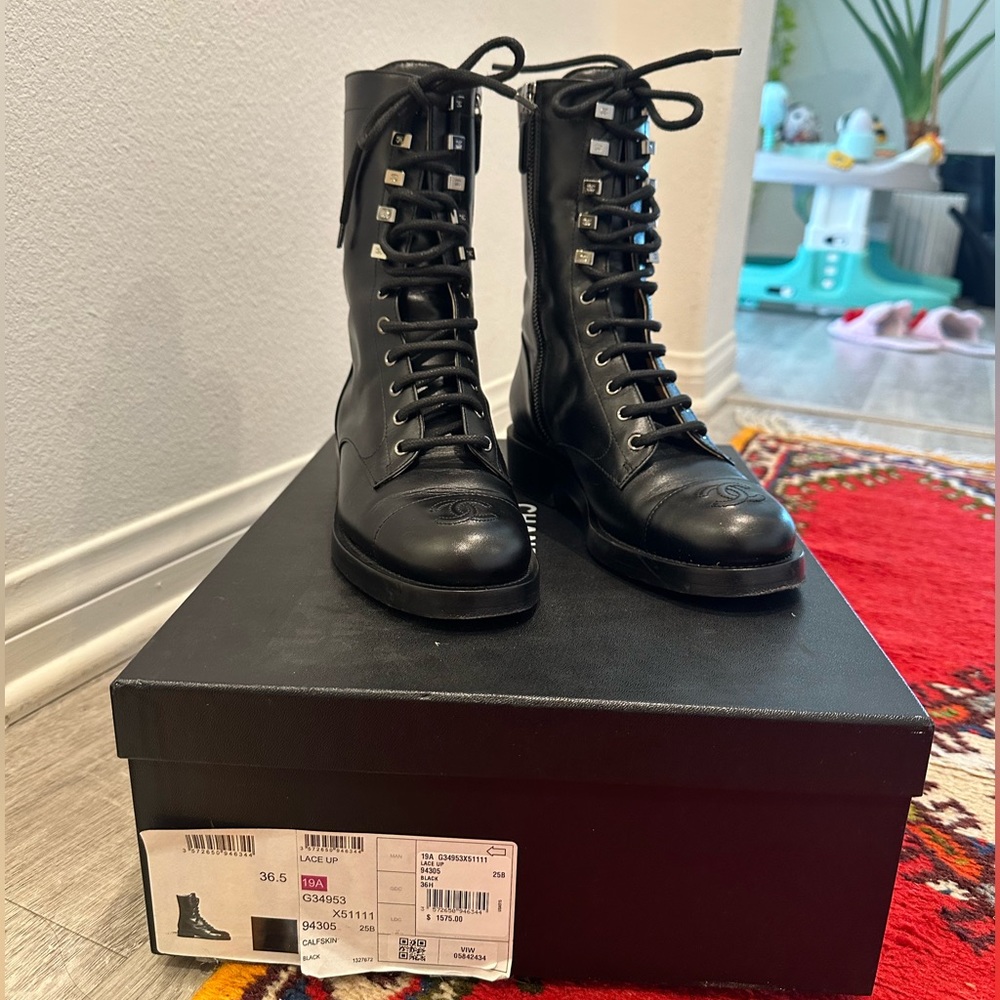 Chanel Lace UP boots size 36.5